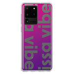 Samsung Galaxy S20 Ultra Purple Clear Funny Text Quote Issa Vibe Hybrid Protective Phone Case Cover