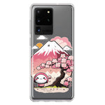 Samsung Galaxy S20 Ultra Kawaii Manga Pink Cherry Blossom Fuji Mountain Mochi Girl Hybrid Protective Phone Case Cover