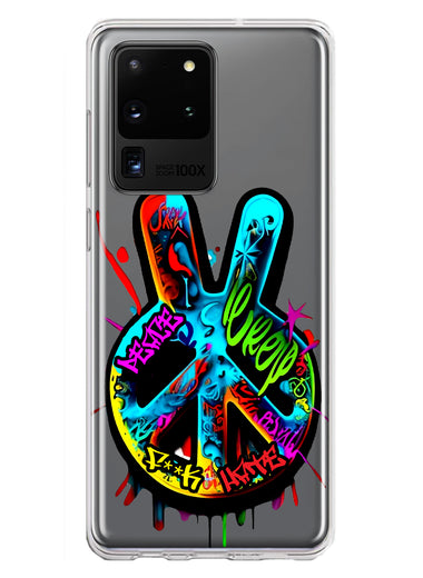 Samsung Galaxy S20 Ultra Peace Graffiti Painting Art Hybrid Protective Phone Case Cover