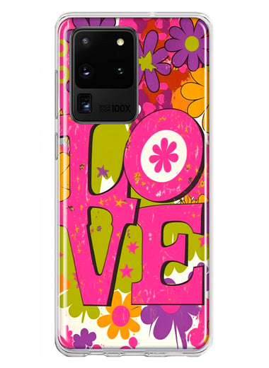 Samsung Galaxy S20 Ultra Pink Daisy Love Graffiti Painting Art Hybrid Protective Phone Case Cover
