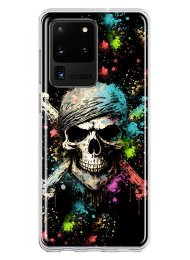 Samsung Galaxy S20 Ultra Fantasy Paint Splash Pirate Skull Hybrid Protective Phone Case Cover