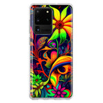 Samsung Galaxy S20 Ultra Neon Rainbow Psychedelic Trippy Hippie Daisy Flowers Hybrid Protective Phone Case Cover