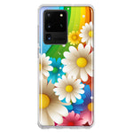 Samsung Galaxy S20 Ultra Colorful Rainbow Daisies Blue Pink White Green Double Layer Phone Case Cover