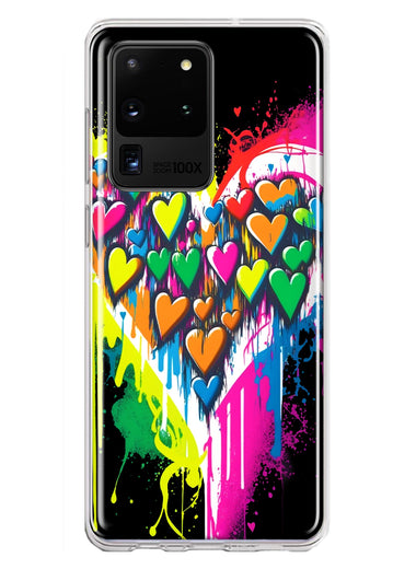Samsung Galaxy S20 Ultra Colorful Rainbow Hearts Love Graffiti Painting Hybrid Protective Phone Case Cover