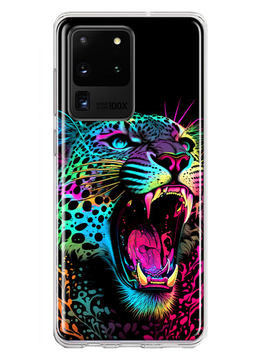 Samsung Galaxy S20 Ultra Neon Rainbow Glow Colorful Leopard Hybrid Protective Phone Case Cover