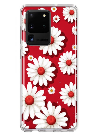 Samsung Galaxy S20 Ultra Cute White Red Daisies Polkadots Double Layer Phone Case Cover