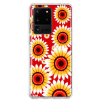 Samsung Galaxy S20 Ultra Yellow Sunflowers Polkadot on Red Double Layer Phone Case Cover