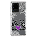 Samsung Galaxy S20 Ultra Halloween Skeleton Heart Hands Spooky Spider Web Hybrid Protective Phone Case Cover