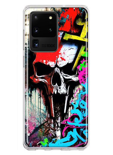 Samsung Galaxy S20 Ultra Skull Face Graffiti Painting Art Hybrid Protective Phone Case Cover