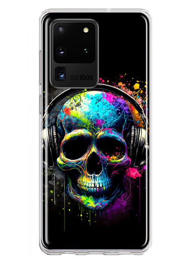Samsung Galaxy S20 Ultra Fantasy Skull Headphone Colorful Pop Art Hybrid Protective Phone Case Cover