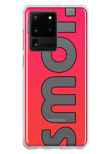 Samsung Galaxy S20 Ultra Red Pink Clear Funny Text Quote Smol Hybrid Protective Phone Case Cover