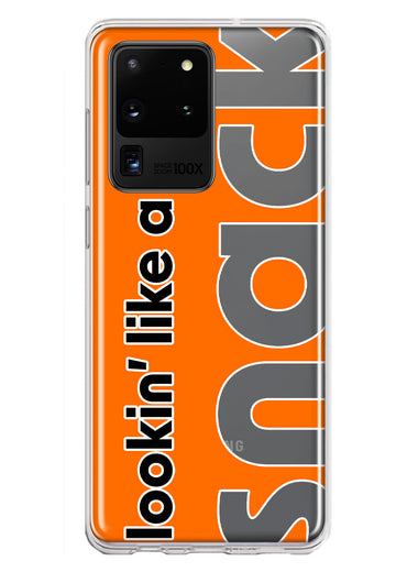 Samsung Galaxy S20 Ultra Orange Clear Funny Text Quote Snack Hybrid Protective Phone Case Cover