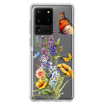 Samsung Galaxy S20 Ultra Yellow Purple Spring Flowers Butterflies Floral Hybrid Protective Phone Case Cover