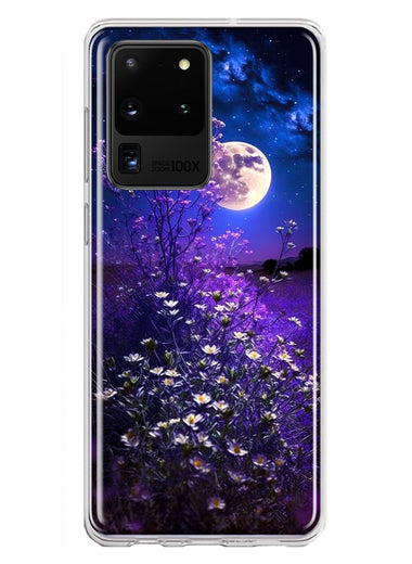 Samsung Galaxy S20 Ultra Spring Moon Night Lavender Flowers Floral Hybrid Protective Phone Case Cover