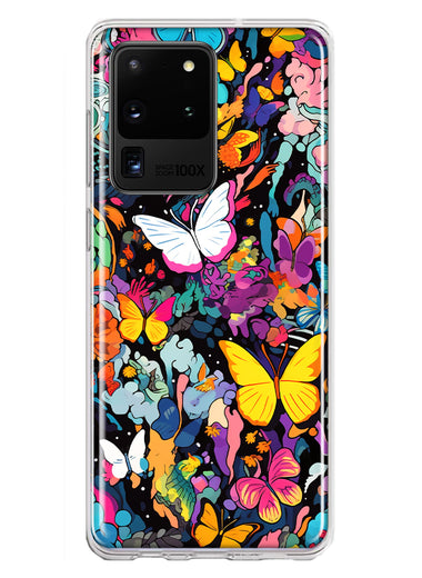 Samsung Galaxy S20 Ultra Psychedelic Trippy Butterflies Pop Art Hybrid Protective Phone Case Cover