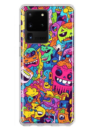 Samsung Galaxy S20 Ultra Psychedelic Trippy Happy Characters Pop Art Hybrid Protective Phone Case Cover