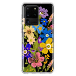 Samsung Galaxy S20 Ultra Blue Yellow Vintage Spring Wild Flowers Floral Hybrid Protective Phone Case Cover