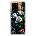 Samsung Galaxy S20 Ultra White Roses Graffiti Wall Art Painting Hybrid Protective Phone Case Cover