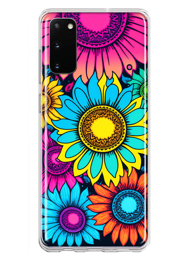 Samsung Galaxy S20 Vintage Colorful Abstract Sunflowers Floral Double Layer Phone Case Cover