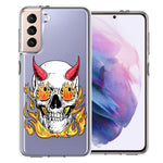 Samsung Galaxy S21 Flamming Devil Skull Design Double Layer Phone Case Cover