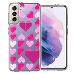 Samsung Galaxy S21 Plus Pink Purple Origami Valentine's Day Polkadot Hearts Design Double Layer Phone Case Cover