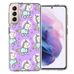 Samsung Galaxy S21 Plus Cute Unicorns Purple Design Double Layer Phone Case Cover