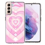 Samsung Galaxy S21 Pink Gem Hearts Design Double Layer Phone Case Cover