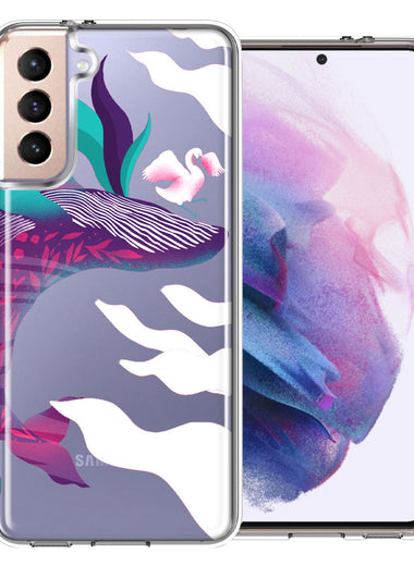 Samsung Galaxy S21 Plus Mystic Floral Whale Design Double Layer Phone Case Cover