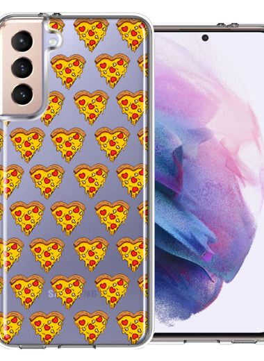 Samsung Galaxy S21 Plus Pizza Hearts Polka dots Design Double Layer Phone Case Cover
