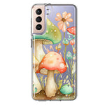 Samsung Galaxy S21 Plus Fairytale Watercolor Mushrooms Pastel Spring Flowers Floral Hybrid Protective Phone Case Cover