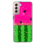 Samsung Galaxy S21 Summer Watermelon Sugar Vacation Tropical Fruit Pink Green Hybrid Protective Phone Case Cover