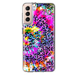 Samsung Galaxy S21 Vibrant Pink Purple Tie Dye Summer Leopard Swirl Rainbow Hybrid Protective Phone Case Cover