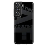Samsung Galaxy S21 FE Black Clear Funny Text Quote Adulting AF Hybrid Protective Phone Case Cover