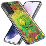 Samsung Galaxy S22 Ultra Love Softball Girls Glove Green Tie Dye Swirl Paint Hybrid Protective Phone Case Cover