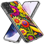 Samsung Galaxy S9 Plus Colorful Yellow Pink Folk Style Floral Vibrant Spring Flowers Hybrid Protective Phone Case Cover