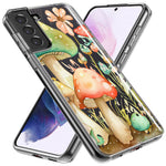 Samsung Galaxy S21 Ultra Fairytale Watercolor Mushrooms Pastel Spring Flowers Floral Hybrid Protective Phone Case Cover