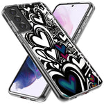 Samsung Galaxy S23 Black White Hearts Love Graffiti Hybrid Protective Phone Case Cover