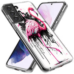 Samsung Galaxy S21 FE Pink Flamingo Painting Graffiti Hybrid Protective Phone Case Cover