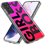 Samsung Galaxy S21 FE Pink Clear Funny Text Quote Girl Boss Hybrid Protective Phone Case Cover