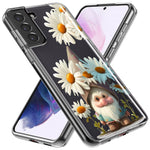 Samsung Galaxy S23 Ultra Cute Gnome White Daisy Flowers Floral Hybrid Protective Phone Case Cover