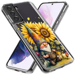 Samsung Galaxy S21 Cute Gnome Sunflowers Clear Hybrid Protective Phone Case Cover