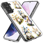 Samsung Galaxy S21 Ultra Cute White Blue Daisies Gnomes Hybrid Protective Phone Case Cover