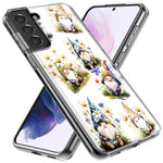 Samsung Galaxy S10e Cute White Blue Daisies Gnomes Hybrid Protective Phone Case Cover