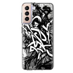 Samsung Galaxy S21 Black White Urban Graffiti Hybrid Protective Phone Case Cover