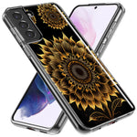 Samsung Galaxy S22 Ultra Mandala Geometry Abstract Sunflowers Pattern Hybrid Protective Phone Case Cover