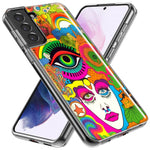 Samsung Galaxy S21 FE Neon Rainbow Psychedelic Trippy Hippie DaydreamHybrid Protective Phone Case Cover