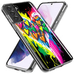 Samsung Galaxy S21 Plus Colorful Rainbow Hearts Love Graffiti Painting Hybrid Protective Phone Case Cover