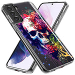 Samsung Galaxy S21 Fantasy Skull Red Purple Roses Hybrid Protective Phone Case Cover