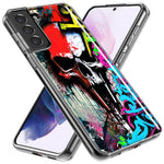Samsung Galaxy S21 Skull Face Graffiti Painting Art Hybrid Protective Phone Case Cover