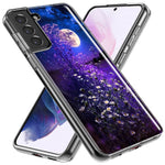 Samsung Galaxy S21 Ultra Spring Moon Night Lavender Flowers Floral Hybrid Protective Phone Case Cover